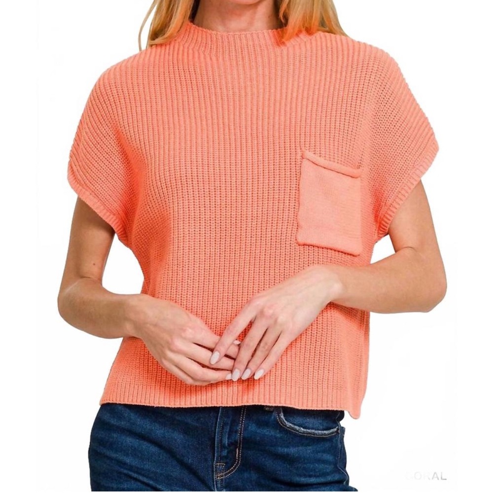 NWOT Zenana Mock Neck Short Sleeve Sweater